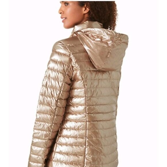 Kate Spade Rose Gold Packable Down Filled Puffer Jacket Medium Has Carry Bag - Picture 2 of 16